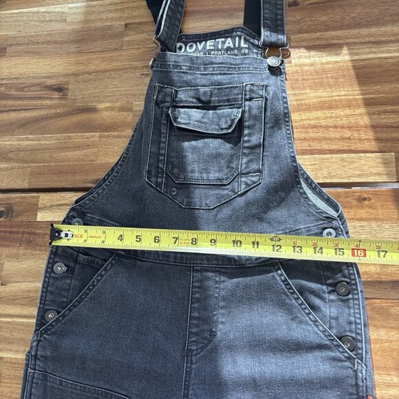 Dovetail Workwear Women's Size 4/32  Black Faded Denim Freshley Overalls Bibs - Picture 6 of 16